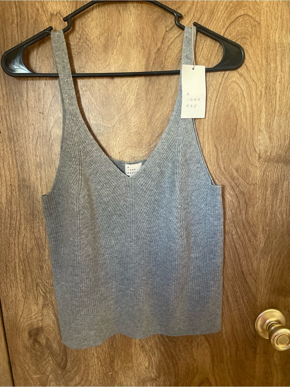 a new day Gray Ribbed V-Neck Tank